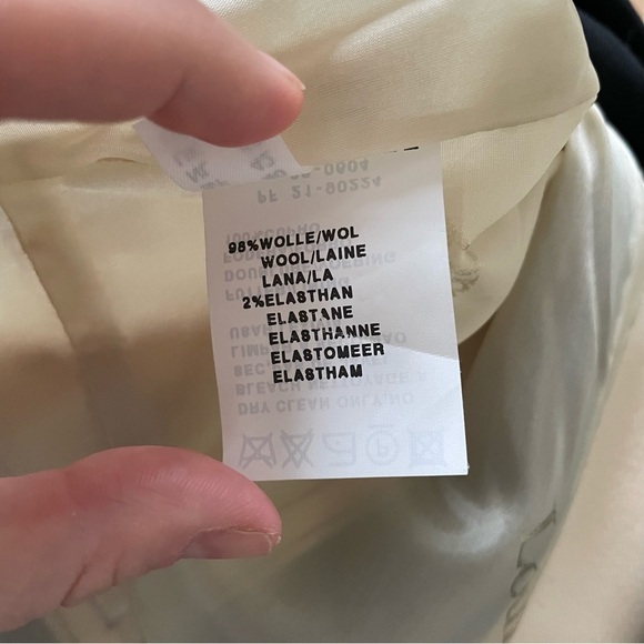 Louis Feraud Cream Black Geometric Color Block Wool Hidden Button Blazer Jacket - Picture 10 of 12